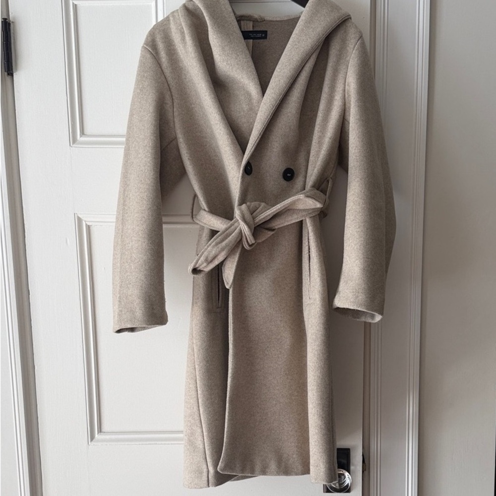 Zara Beige Hooded Trench Coat